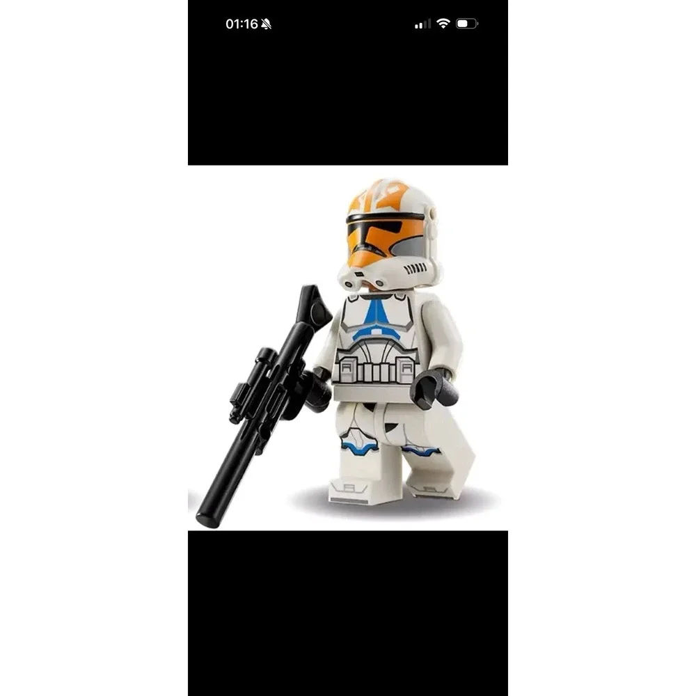 LEGO STAR WARS/CLONE TROOPER WHITE ARMOR-ORANGE HELMET/MINI-FIGURE/61033026